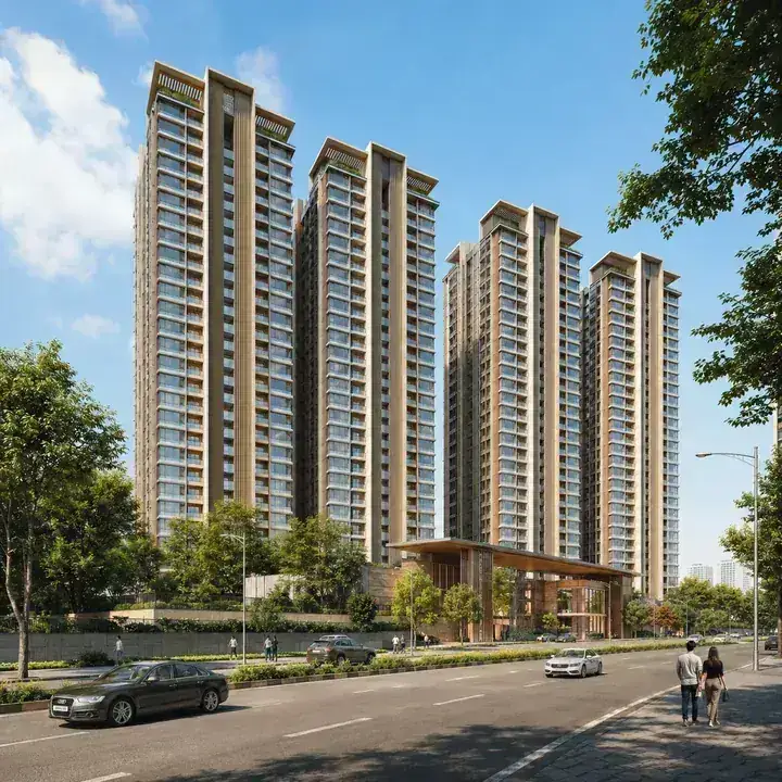 Prestige Windgate tower elevation seen from the Thanisandra Main Road approach Prestige Windgate tower elevation seen from the Thanisandra Main Road approach